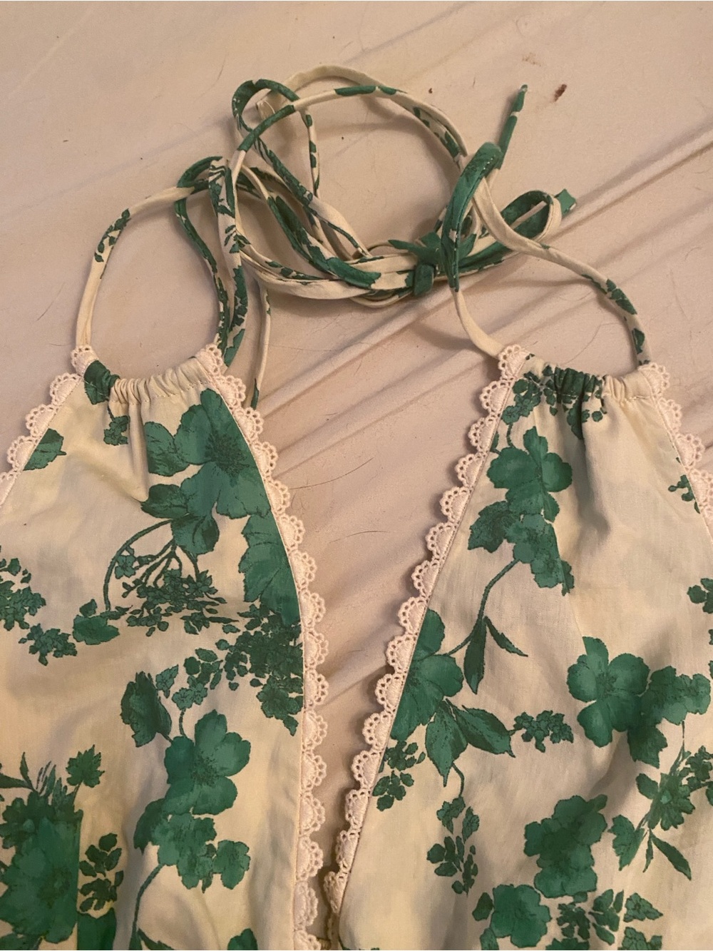 Monteau Los Angeles Size M Green Floral Halter Maxi Dress With Pockets - Picture 7 of 12